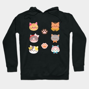 Cute Cat Miaw - Cat Head illustration Hoodie